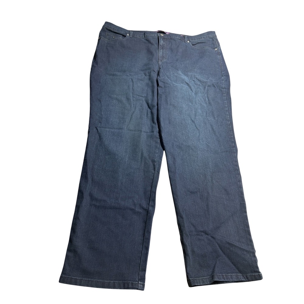 Gloria Vanderbilt Womens Amanda Jeans Plus Size 22W Blue High Rise Straight Leg